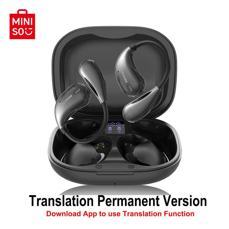 MINISO X33 Wireless Translation Journal Earphone, Open-Ear Design Headphones, Support 135 Languages BT Translation Earbuds with Charging Case for Listening to Music, Boyfriend Gift, Men Gifts, Mother'S Day Gift